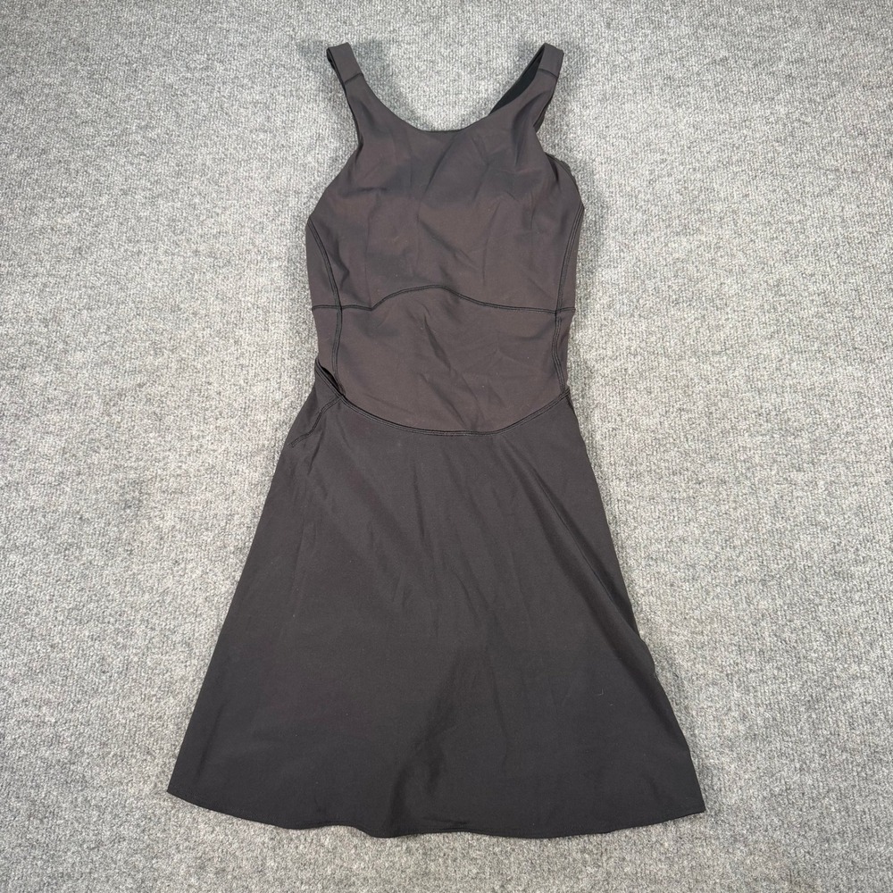 Lululemon Court Crush Dress Black Tennis Running Built-in Shorts 12 #4334